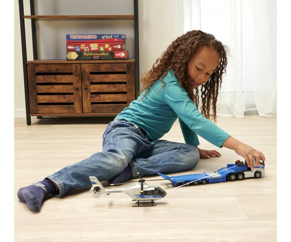 Majorette Volvo Truck + Airbus Police Helicopter