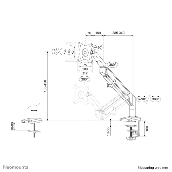 Neomounts DS70-810BL1 fäste och ställ till bildskärm 81,3 cm (32") Bord Svart