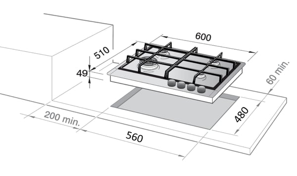 De’Longhi NSL 460 X Sølv Indbygget 60 cm Gaskomfur 4 zone(s)