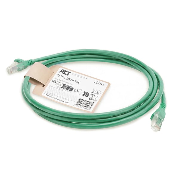 ACT FC2702 nätverkskablar Grön 2 m Cat6a S/FTP (S-STP) Rund