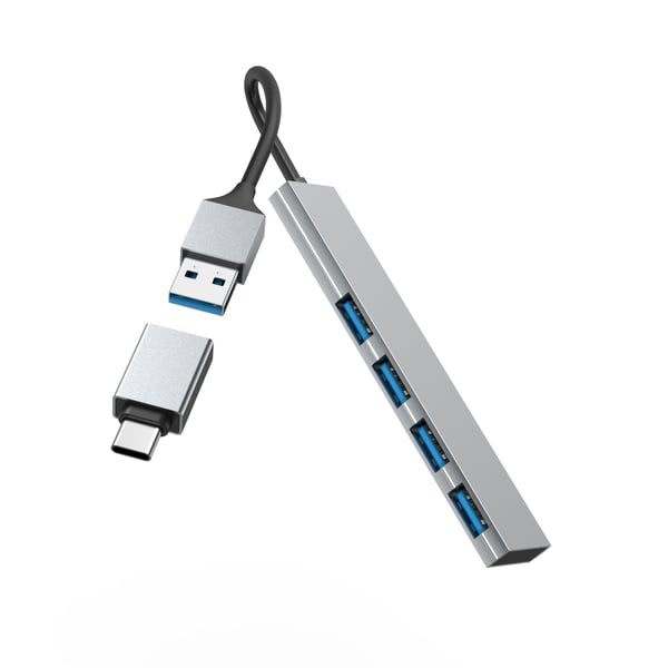 Hama 00200141 gränssnittshubbar USB 3.2 Gen 1 (3.1 Gen 1) Type-A 5000 Mbit/s Grå