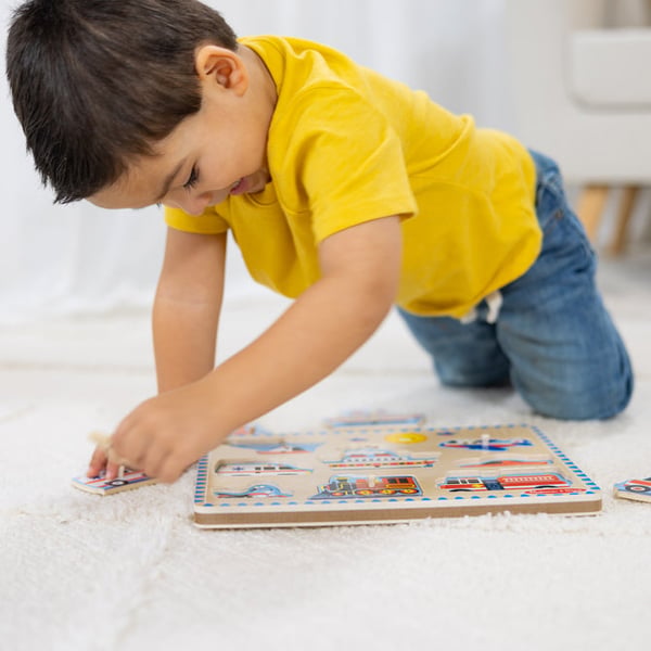 Melissa & Doug Vehicles Sound Puzzle Ramme puslespil 8 stk Køretøjer
