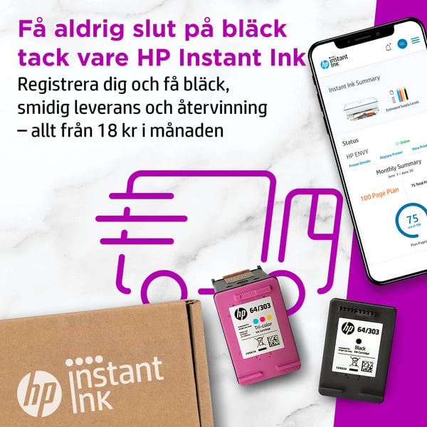 HP ENVY 6010e Trådlöst All-in-One Färg Skrivare, Instant Ink; Kopiator och skanner