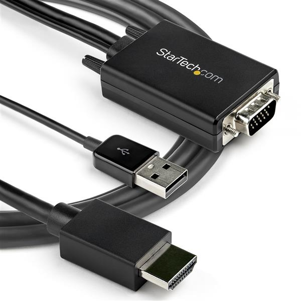 StarTech.com 2 m VGA til HDMI-adapter med USB-lyd - 1080p - Adapterkabel - USB, HD-15 (VGA)