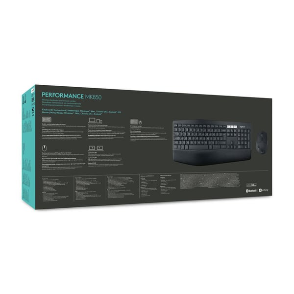 Logitech MK850 Performance tastatur Mus inkluderet Universel RF trådløs + Bluetooth AZERTY Belgisk Sort