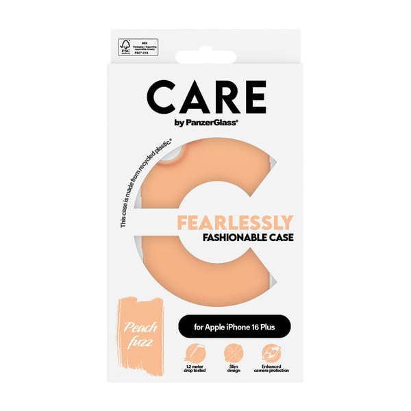 PanzerGlass CARE™ by ® Case Peachy iPhone 16 Plus mobiltelefonfodral Mobilskal Rosa