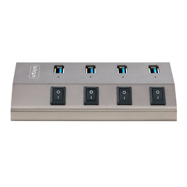 StarTech.com 4-Port Självförsörjande USB-C-hubb med individuella på/av-knappar, USB 3.0 5 Gbps Expansion