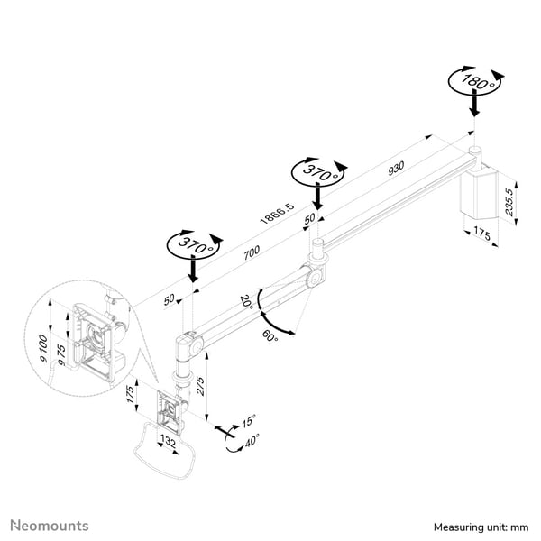 Neomounts FPMA-HAW100HC skærmbeslag og -stativer 81,3 cm (32") Væg Hvid