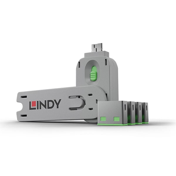 Lindy 40451 portblokering Portblokering + nøgle USB Type-A Grøn Acrylonitrilbutadienstyren 5 stk