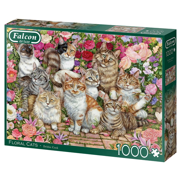 Falcon de luxe Floral Cats 1000 pcs Kuviopalapeli 1000 kpl Eläimistö