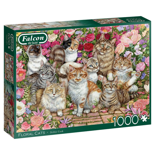 Falcon de luxe Floral Cats 1000 pcs Kuviopalapeli 1000 kpl Eläimistö