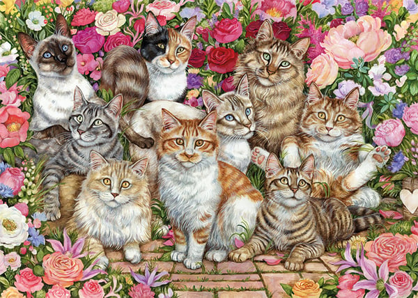 Falcon de luxe Floral Cats 1000 pcs Kuviopalapeli 1000 kpl Eläimistö