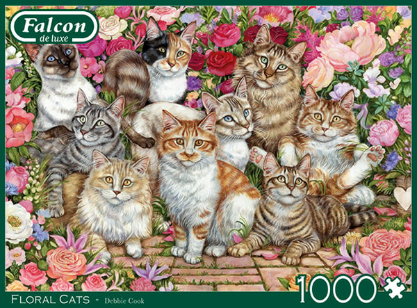 Falcon de luxe Floral Cats 1000 pcs Kuviopalapeli 1000 kpl Eläimistö