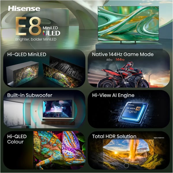 Hisense 50E8S 127 cm (50") 4K Ultra HD Smart-TV Wi-Fi Svart