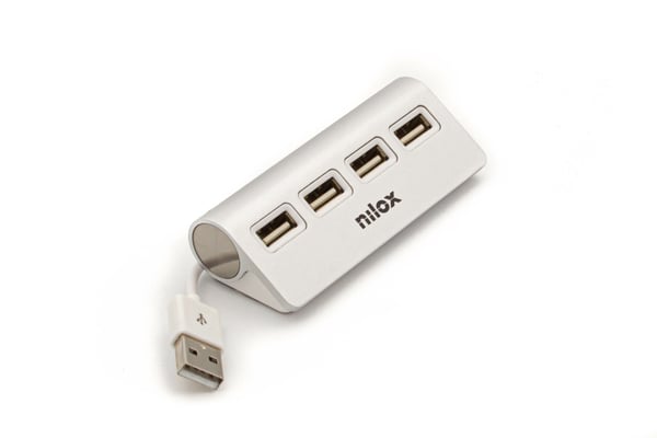 Nilox HUB 4 PORTE USB 2.0 ALLUMINIO 480 Mbit/s Harmaa