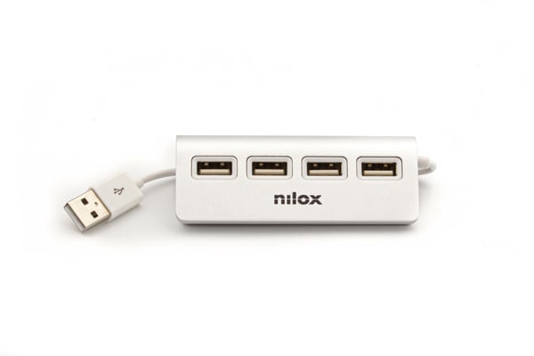 Nilox HUB 4 PORTE USB 2.0 ALLUMINIO 480 Mbit/s Harmaa