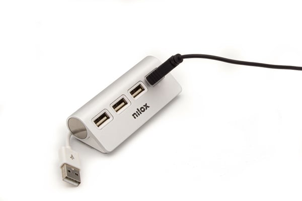 Nilox HUB 4 PORTE USB 2.0 ALLUMINIO 480 Mbit/s Harmaa