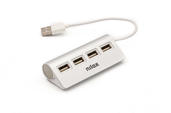 Nilox HUB 4 PORTE USB 2.0 ALLUMINIO 480 Mbit/s Harmaa