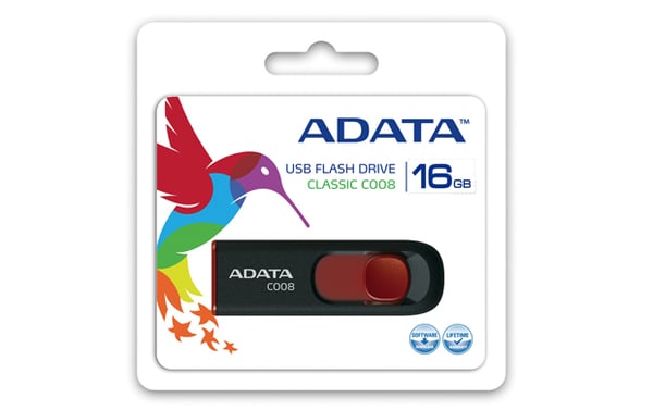 ADATA C008 USB-sticka 16 GB USB Type-A 2.0 Svart, Röd