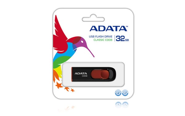 ADATA 32GB C008 USB-muisti USB A-tyyppi 2.0 Musta, Punainen