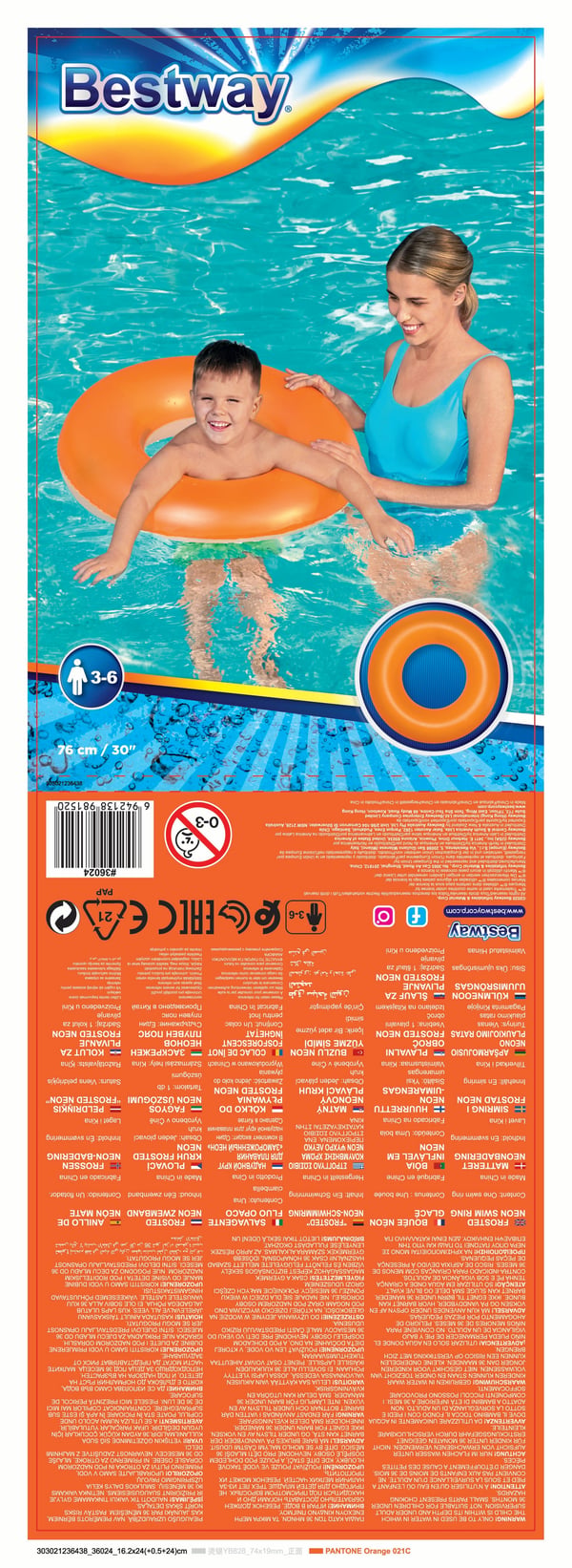 Bestway 36024 pool- och badmadrass Blå, Grön, Rosa Monokromatiskt Vinyl Badring