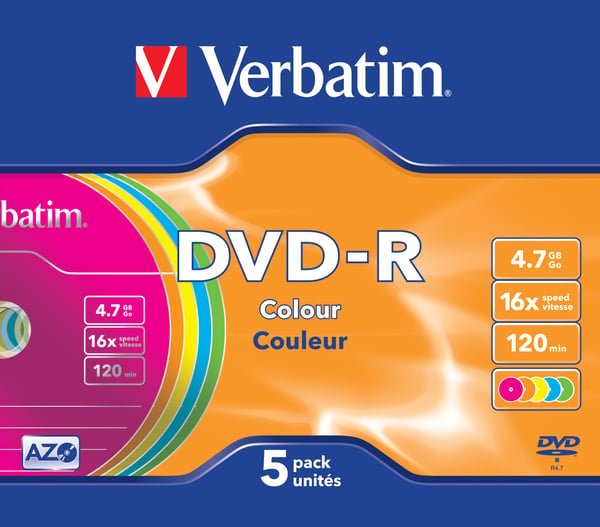 Verbatim DVD-R Colour 4,7 GB 5 kpl