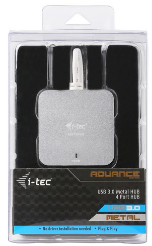 i-tec Metal U3HUBMETAL402 interface hub 5000 Mbit/s Sølv