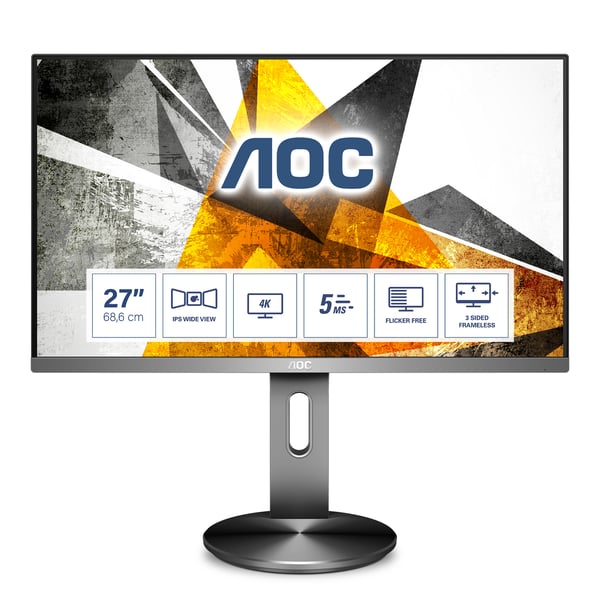 AOC 90 Series U2790PQU tietokoneen litteä näyttö 68,6 cm (27") 3840 x 2160 pikseliä 4K Ultra HD LED Musta
