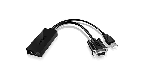 ICY BOX IB-AC512 0,235 m HDMI-tyyppi A (vakio) VGA (D-Sub) + USB Musta