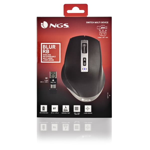 NGS BLUR-RB hiiri Pelaaminen Oikeakätinen Bluetooth + USB Type-A 3200 DPI