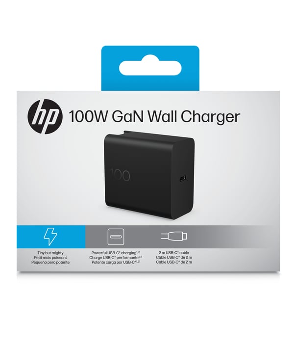 HP 100 W GaN väggladdare