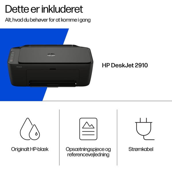 HP DeskJet 2910 Trådløst All-in-One Farve Printer, Instant Ink