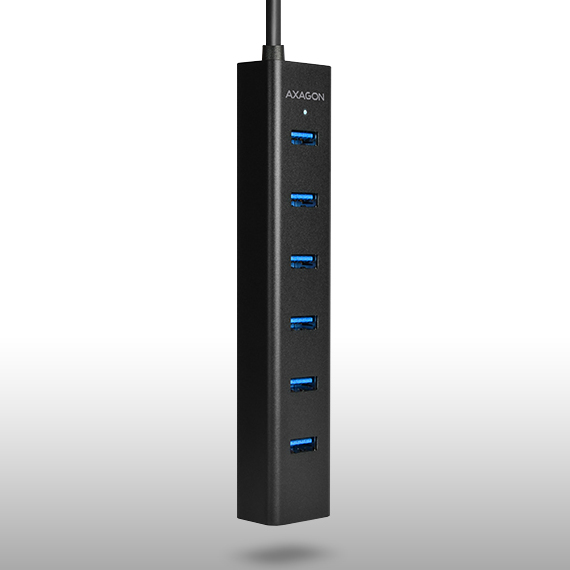Axagon HUE-SA7BP gränssnittshubbar USB 3.2 Gen 1 (3.1 Gen 1) Type-A 5000 Mbit/s Svart