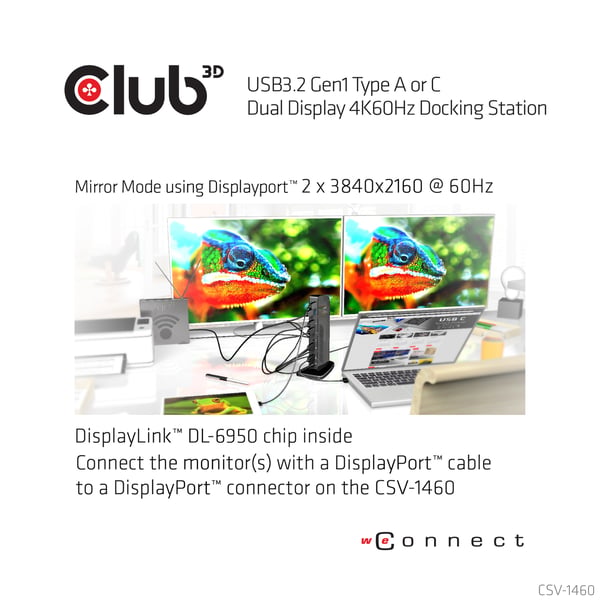 CLUB3D USB 3.0 Dual Display 4K60Hz Docking Station