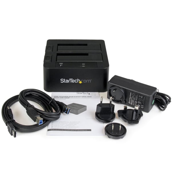 StarTech.com Dubbel USB 3.0/eSATA-dockningsstation med UASP för 2,5/3,5" SATA SSD/HDD-hårddiskar – SATA 6 Gbps