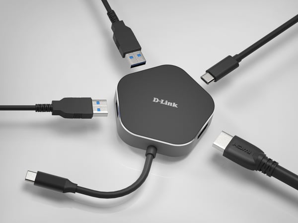 D-Link DUB-M420 dockingstation Ledningsført Thunderbolt 3 Aluminium, Sort