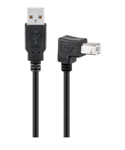 Microconnect USBAB2ANGLED USB-kabel USB 2.0 2 m USB A USB B Sort