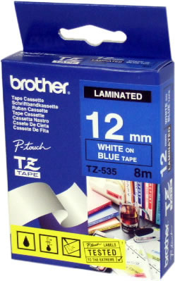 Brother TZ-535 etikett-tejp Vit på blått