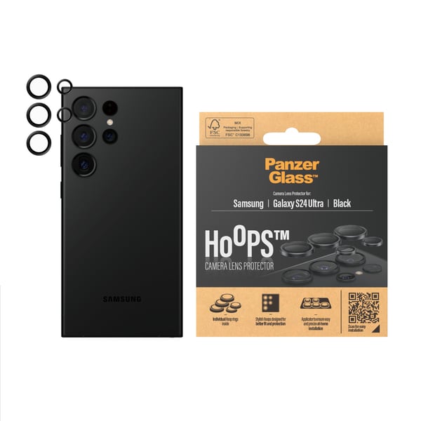 PanzerGlass ® Hoops® Camera Lens Protector Black Samsung Galaxy S24 Ultra Genomskinligt skärmskydd 1 styck