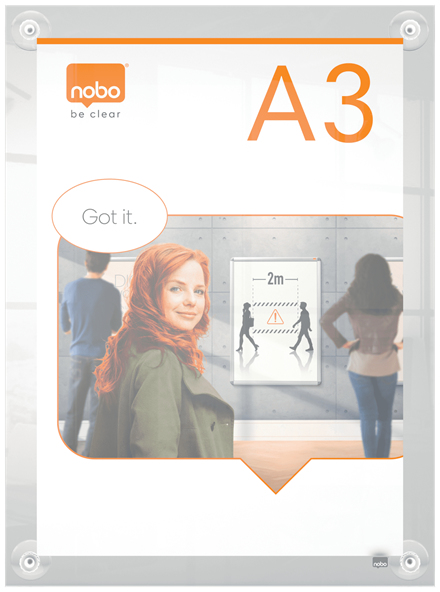 Nobo Premium Plus A3 klar akryl vægmonteret plakatramme, flytbar