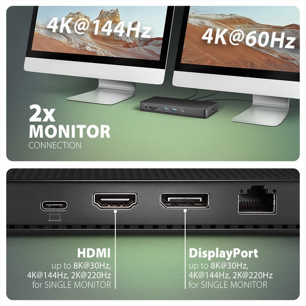 Axagon HMC-U4 dockningsstationer för bärbara datorer Kabel USB4 Svart