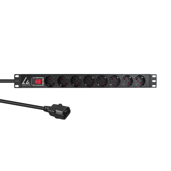 Lanview LVR-2MSCH-SCH-C13-8 tehonjakeluyksikkö 8 AC-pistorasia(a) 1U Musta