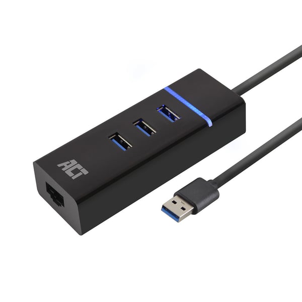 ACT AC6310 dockningsstationer för bärbara datorer Kabel USB 3.2 Gen 1 (3.1 Gen 1) Type-A Svart