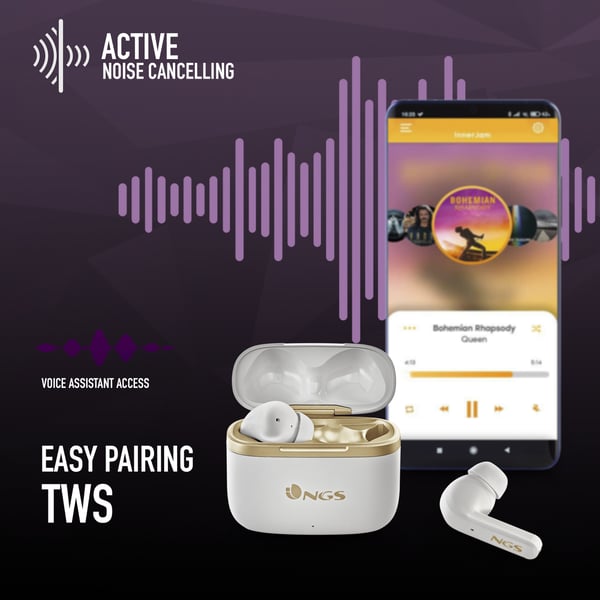 NGS ARTICA TROPHY Kuulokkeet Langaton In-ear Puhelut/Musiikki USB Type-C Bluetooth Kulta, Valkoinen