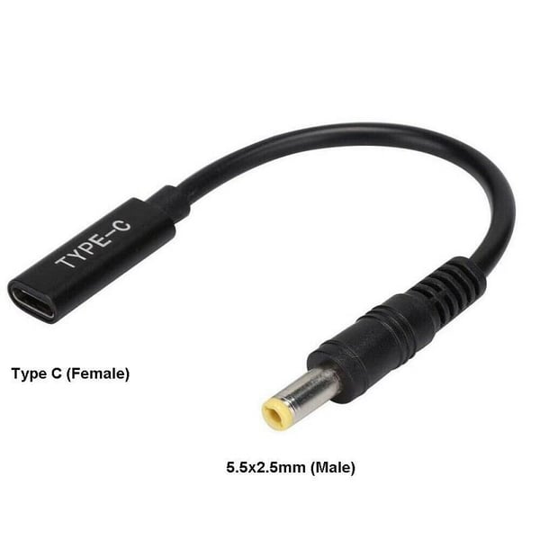 CoreParts MBXUSBC-CO0005 kabel kønsskifter USB C 5.5 x 2.5 mm Sort