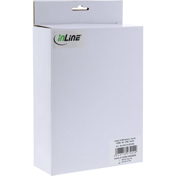 InLine® KVM-switch, 2-port, HDMI, 4K, USB, med ljud, integrerad