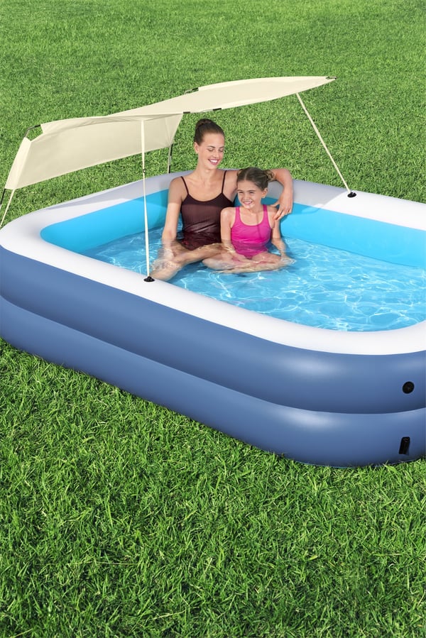 Bestway 54449 ovan mark-svimmingpooler Uppblåsbar pool Rektangulär Blå, Vit