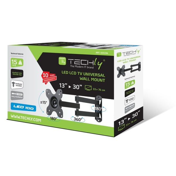 Techly ICA-LCD 923B TV-kiinnike 76,2 cm (30") Musta