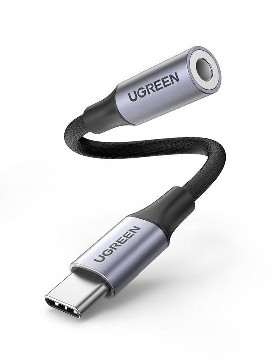 Ugreen 80154 kabel til mobiltelefon Sort, Grå USB C 3.5mm
