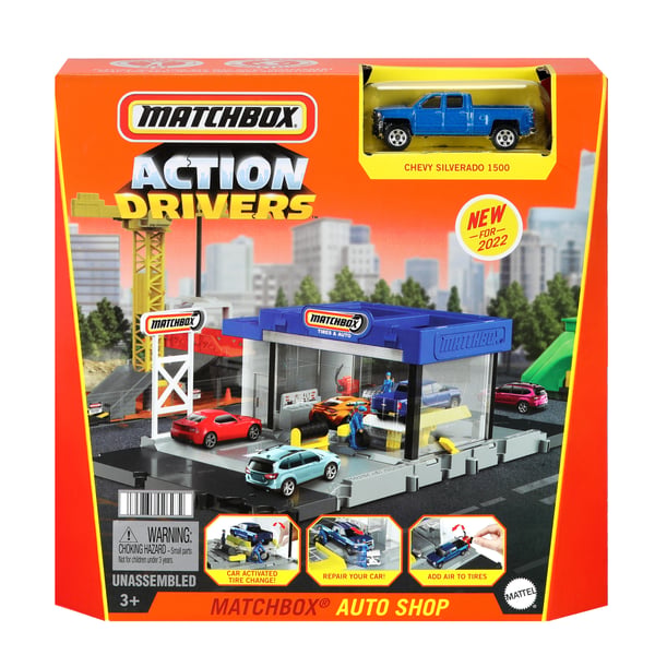 Matchbox Action Drivers Auto Shop lelupakkaus, jossa 1leluauto